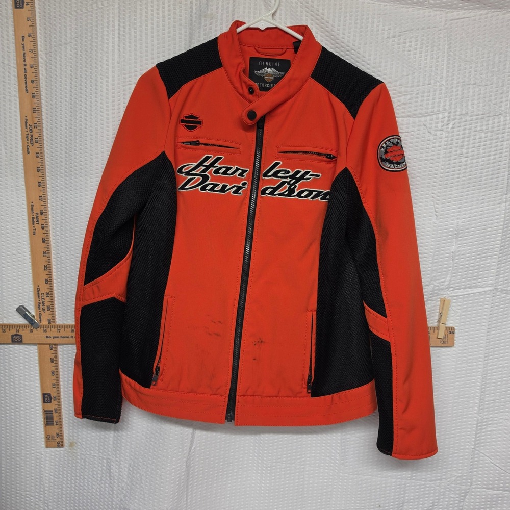 Harley-Davidson Mens Orange Mesh Softshell Riding Jacket Medium